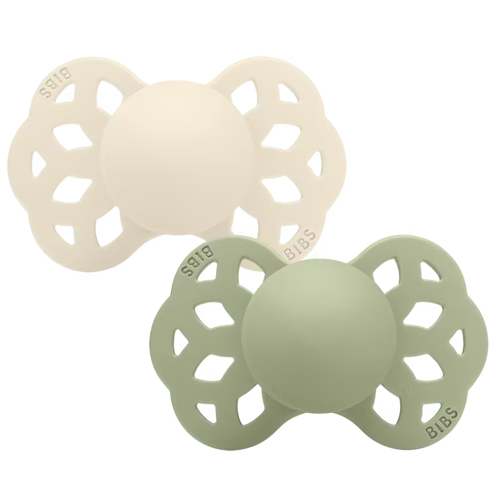 Tétine BIBS silicone anatomique - Infinity Tétines Pack de 2 - Ivory/Sage