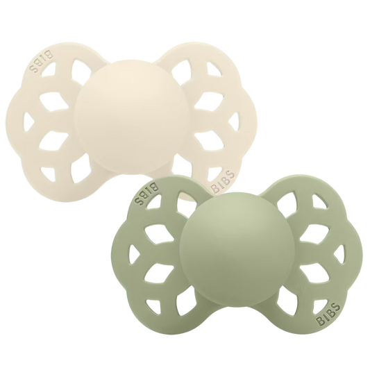 Tétine BIBS silicone anatomique - Infinity Tétines Pack de 2 - Ivory/Sage