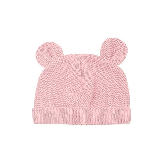 Bonnet à oreilles en maille - rose