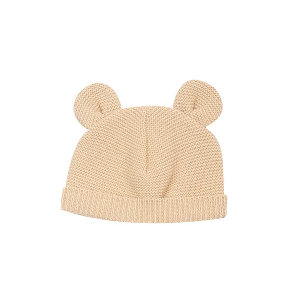 Bonnet à oreilles en maille - caramel