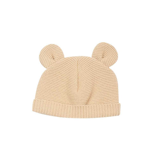 Bonnet à oreilles en maille - caramel