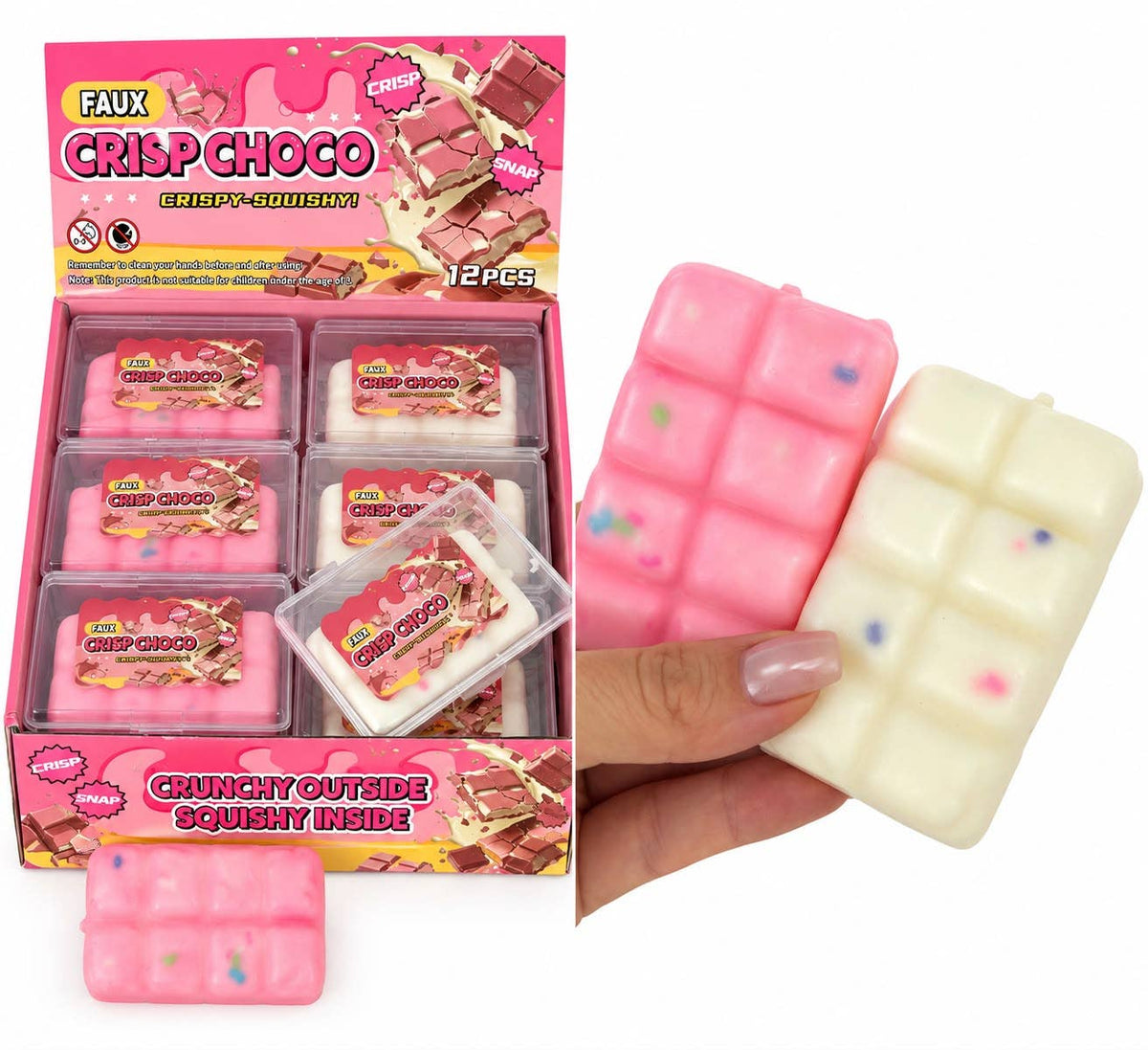 WOOM - Squishy Crispy Chocolat Blanc et Rose