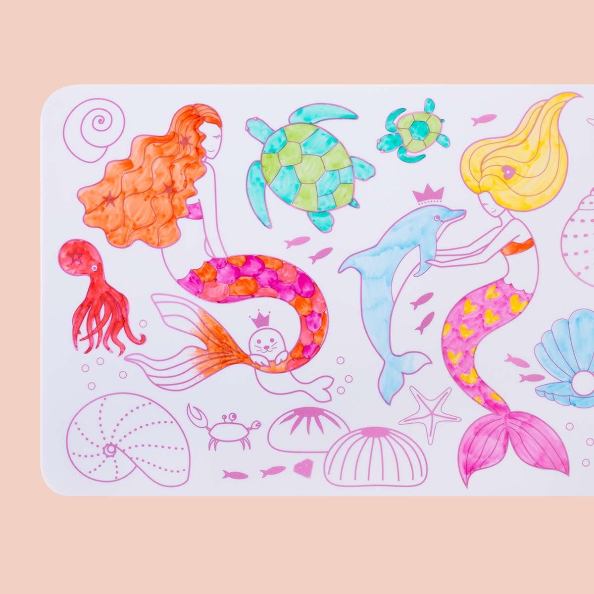 SuperPetit - Coloriage nomade : Mini Playmat SIRENE - 4 feutres inclus