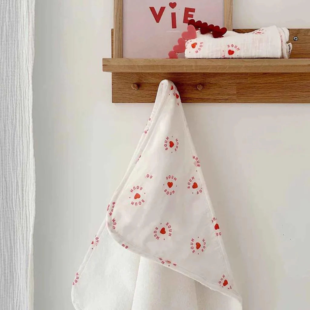 Cape de bain Colette Boum Boum | Blanc et rose