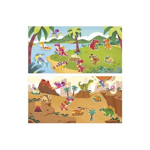 Coffret Créatif Stickers Epais Repositionnables Dinos - 2 ans