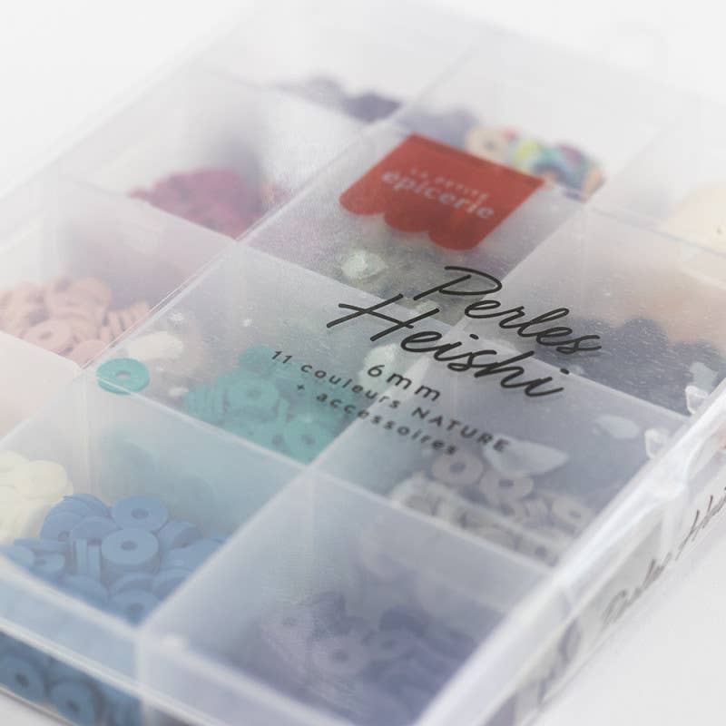 La Petite Épicerie - Box of 11 NATURAL colors of 6 mm Heishi pearls + accessories