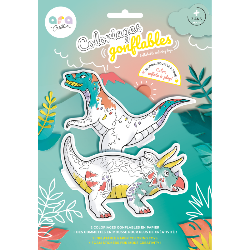ARA-CREATIVE - 2 coloriages gonflables -  Dinos