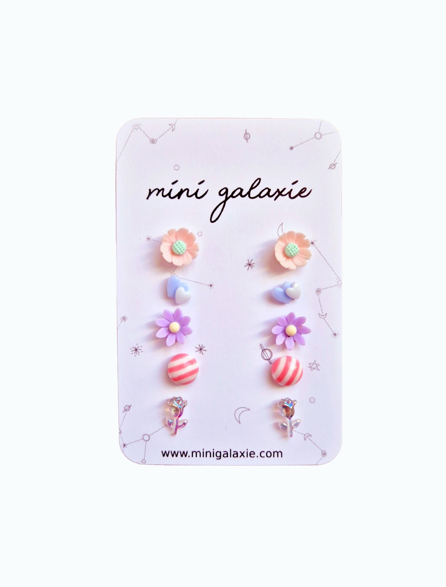 Boucles d'oreilles clous fantaisie enfant Lot 5 paires Véga