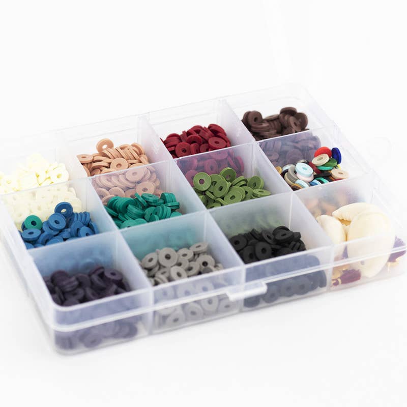 La Petite Épicerie - Box of 11 NATURAL colors of 6 mm Heishi pearls + accessories