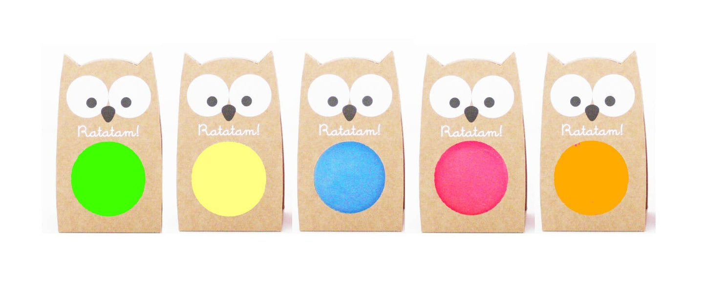 Balle rebondissante hibou jaune 57 mm