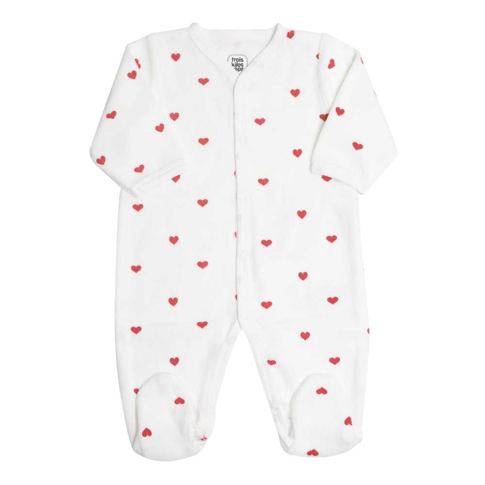 Pyjama de naissance - Petits coeurs rouge