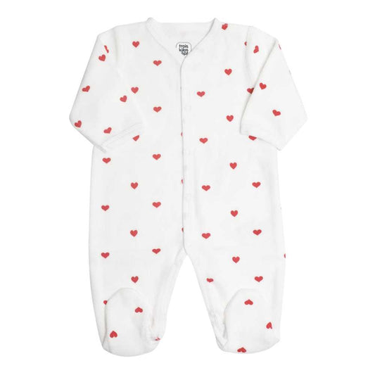 Pyjama de naissance - Petits coeurs rouge