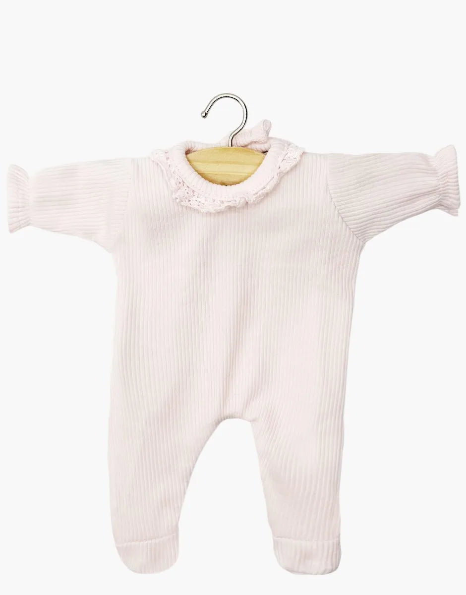 Babies – Dors bien Camille en maille côtelée rose pastel avec dentelle