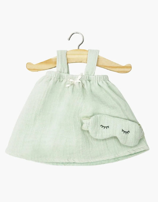 Chemise de nuit Mila et son masque Dodo à volants en gaze de coton pistache