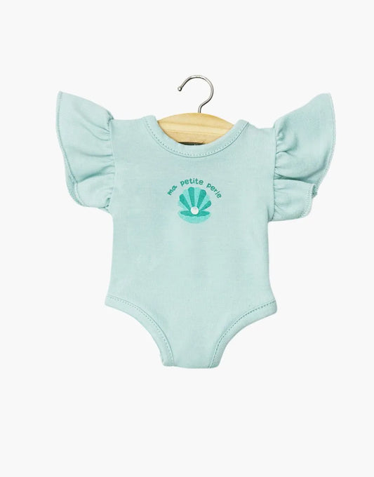 Maillot de bain 1 pièce Ondine en jersey bleu aqua « ma petite perle »