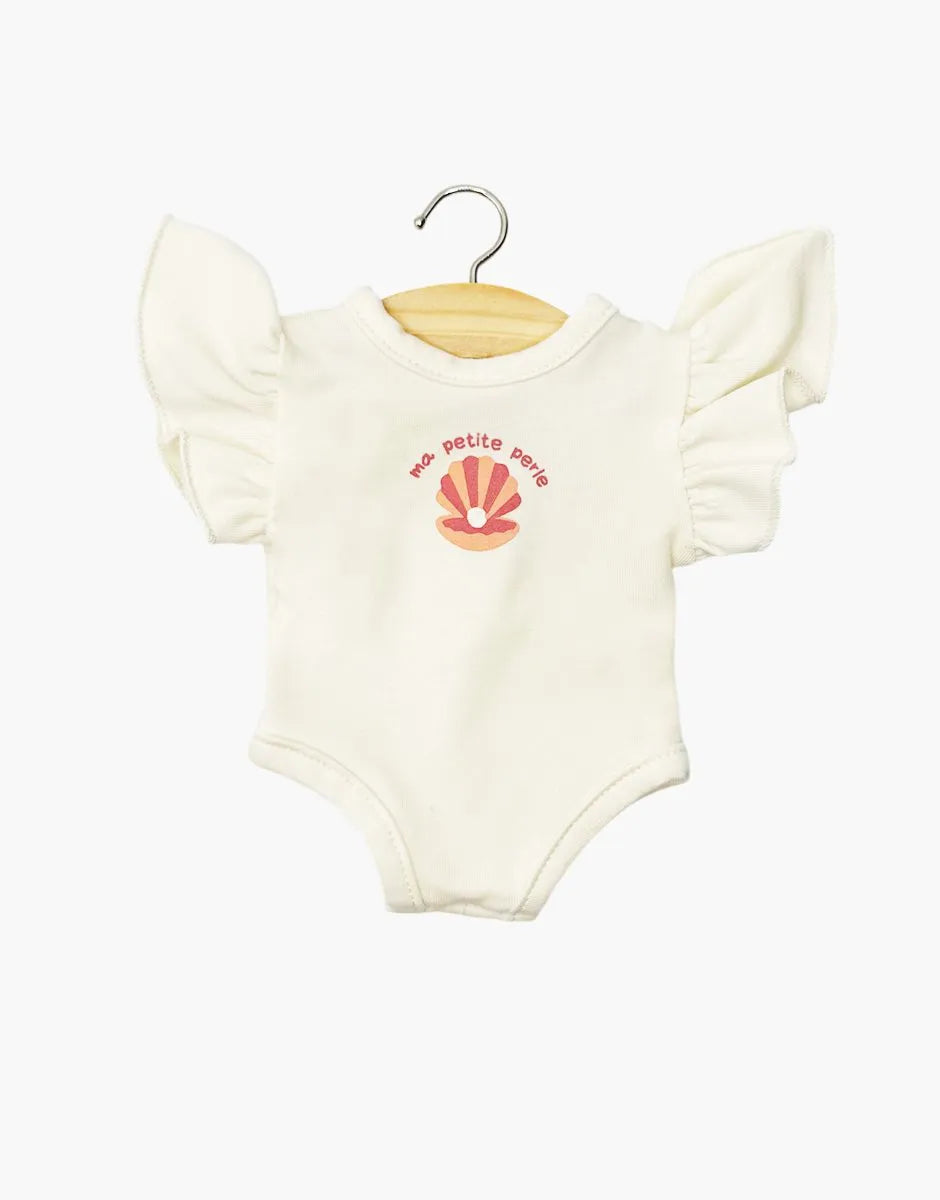 Maillot de bain 1 pièce Ondine en jersey écru « ma petite perle »