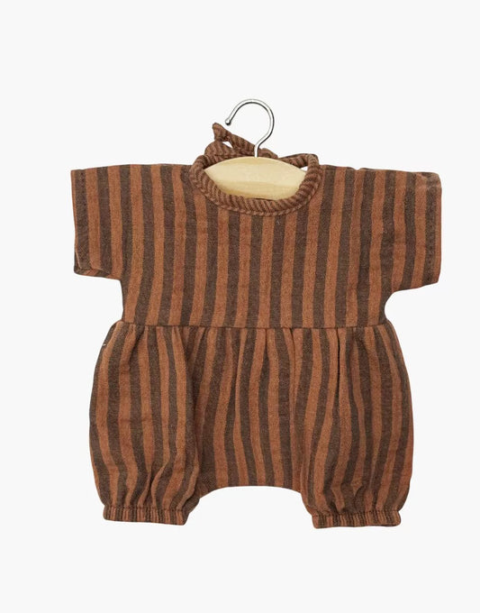 Babies – Barboteuse Noa en gaze de coton à rayures Zéphyr terracotta