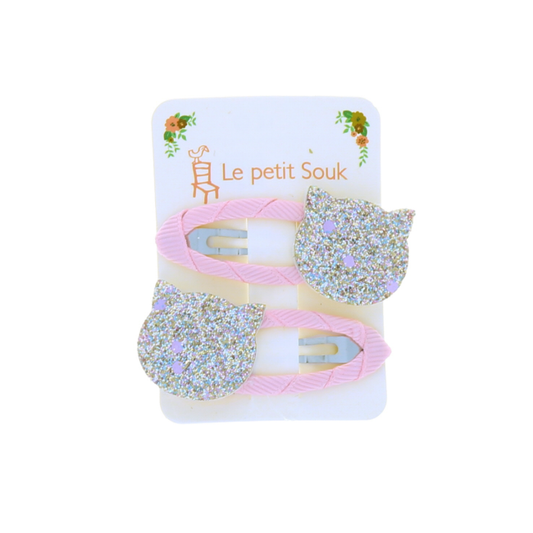 Lot de 2 barrettes chat pailletées Le petit Souk