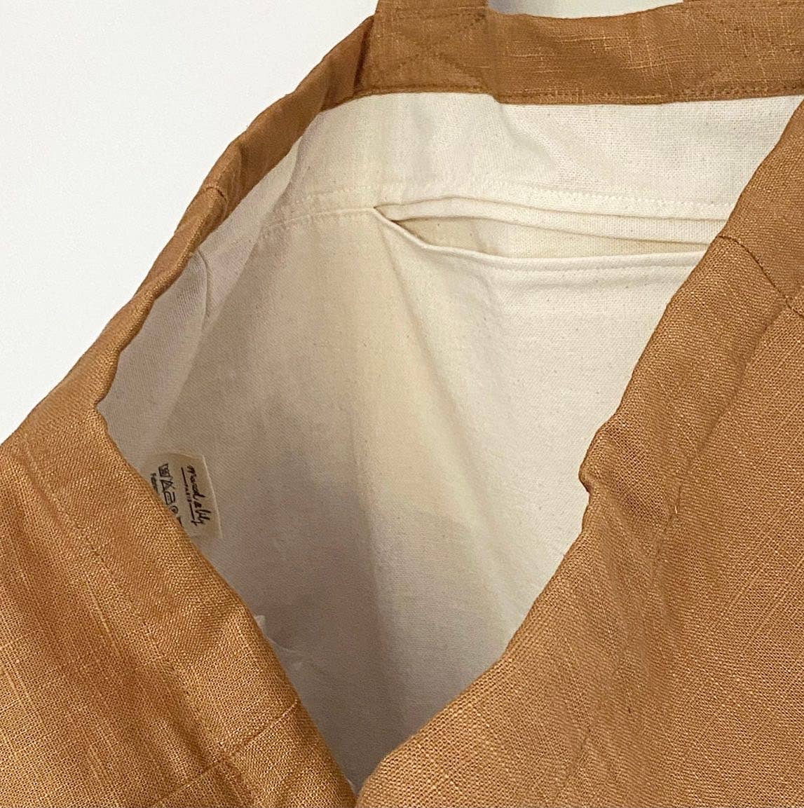 Marcel & Lily - Sac cabas lin "Bonheur" coloris Camel