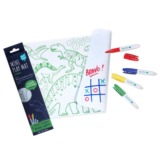 SuperPetit - Coloriage nomade : Mini Playmat DINO - 4 feutres inclus