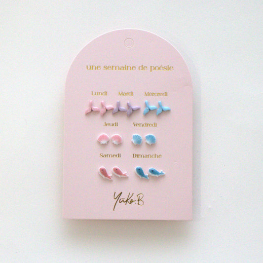 Kontiki - 7 Paires Boucles d'oreilles "Une semaine de poésie" - Yuko B: Océan
