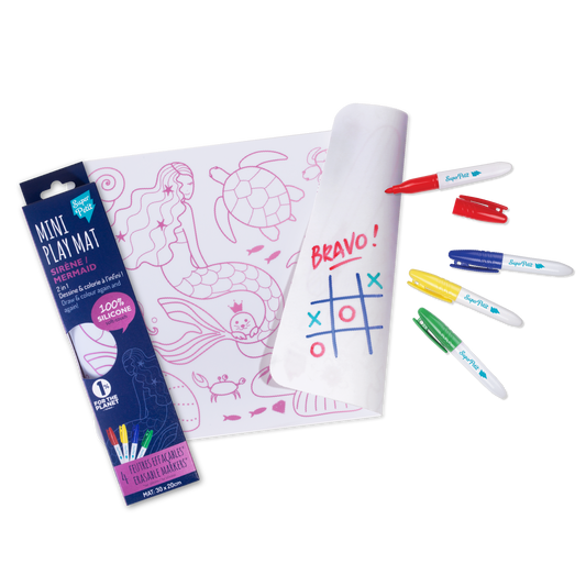 SuperPetit - Coloriage nomade : Mini Playmat SIRENE - 4 feutres inclus