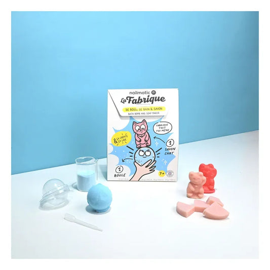 Coffret La Fabrique de savons et de bombes de bain - 1 savon et 1 bombe | Bleu