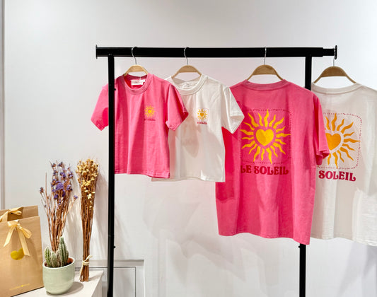T-shirt rose imprimé "soleil"