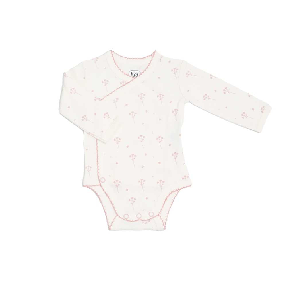 Trousseau de naissance - Motif floral -rose