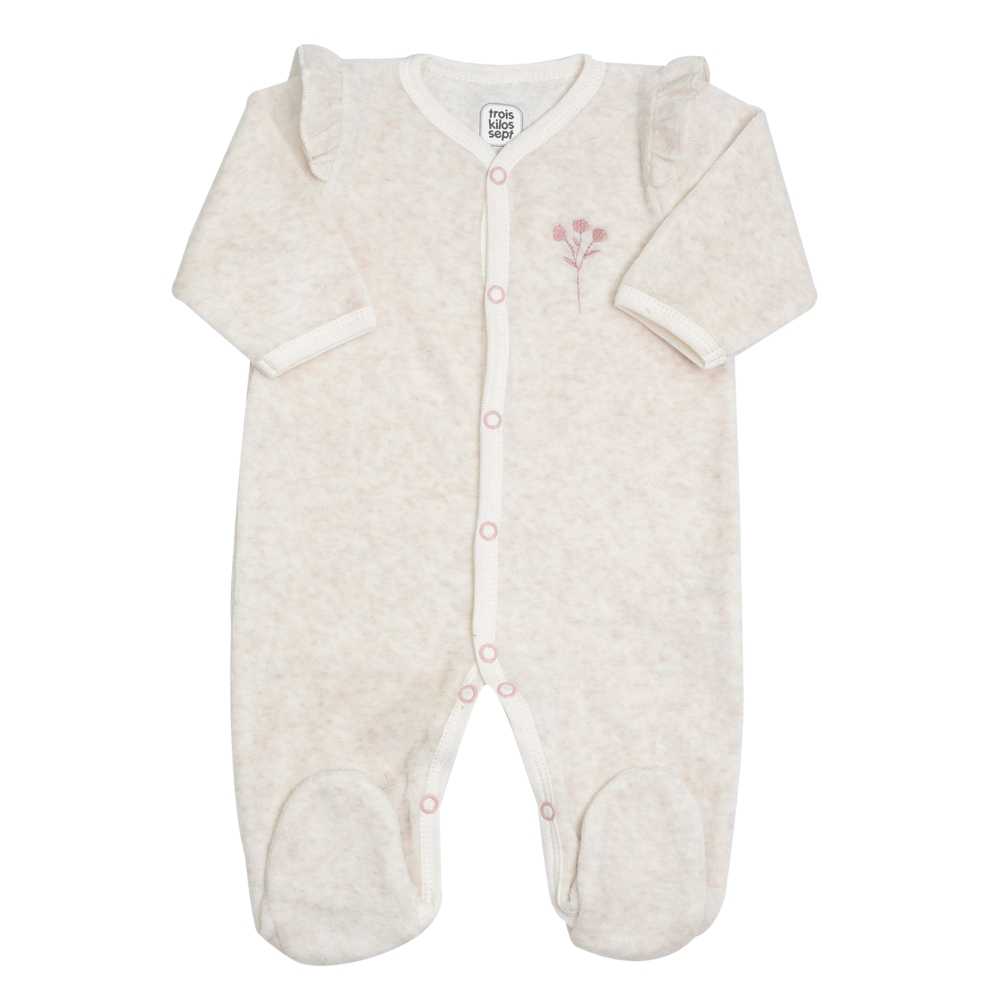 Trousseau de naissance - Motif floral -rose