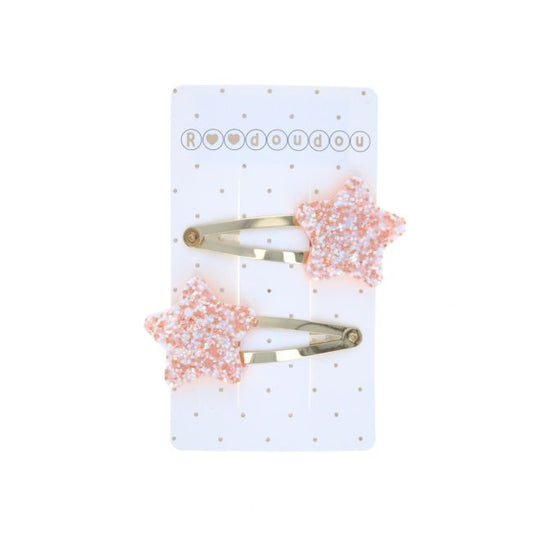 Lot de 2 barrettes étoiles pêche Roodoudou