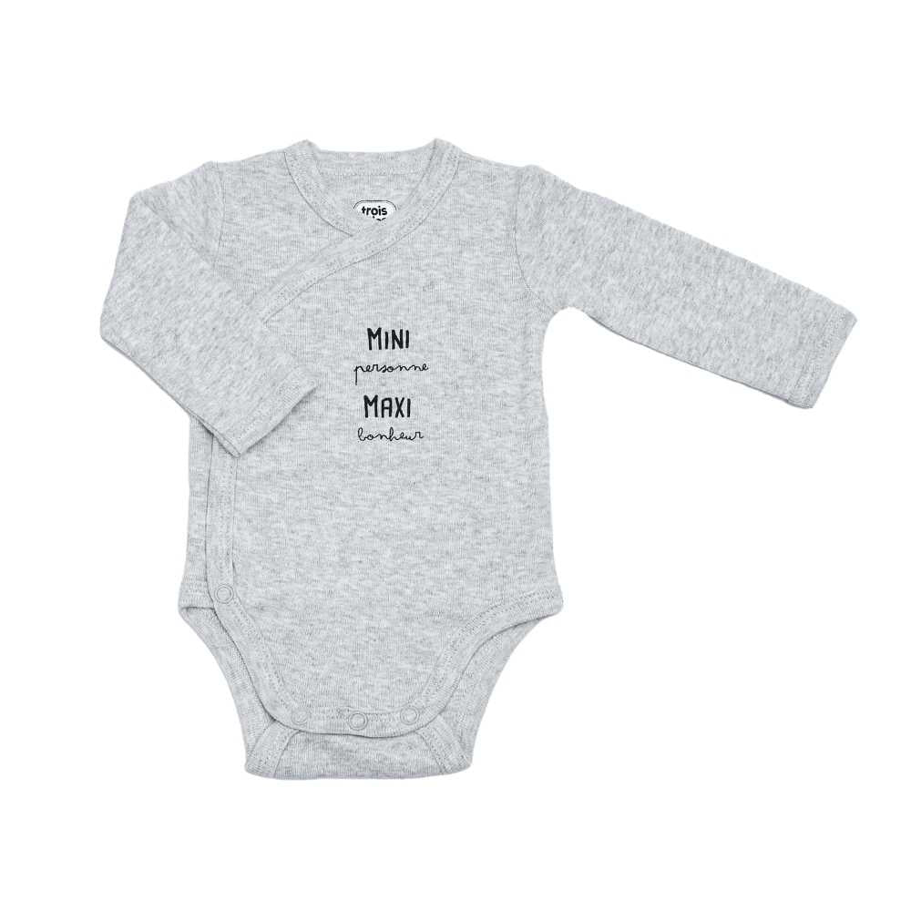 Lot de 2 body - bébé d'amour- gris/blanc
