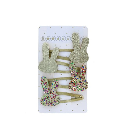 Lot de 4 barrettes lapins doré Roodoudou