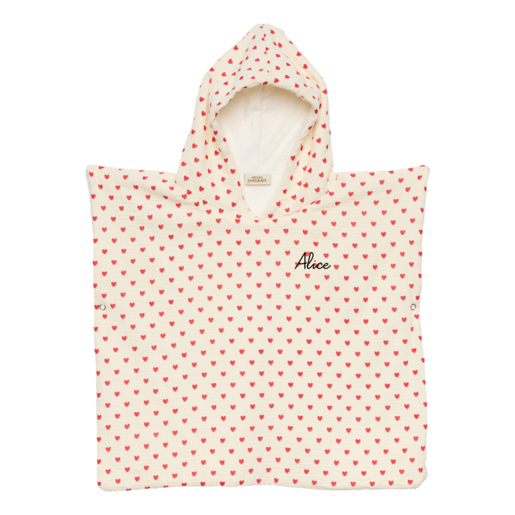 Poncho gaze coeur rouges