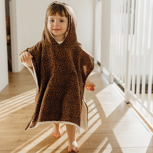Poncho gaze léopard marron