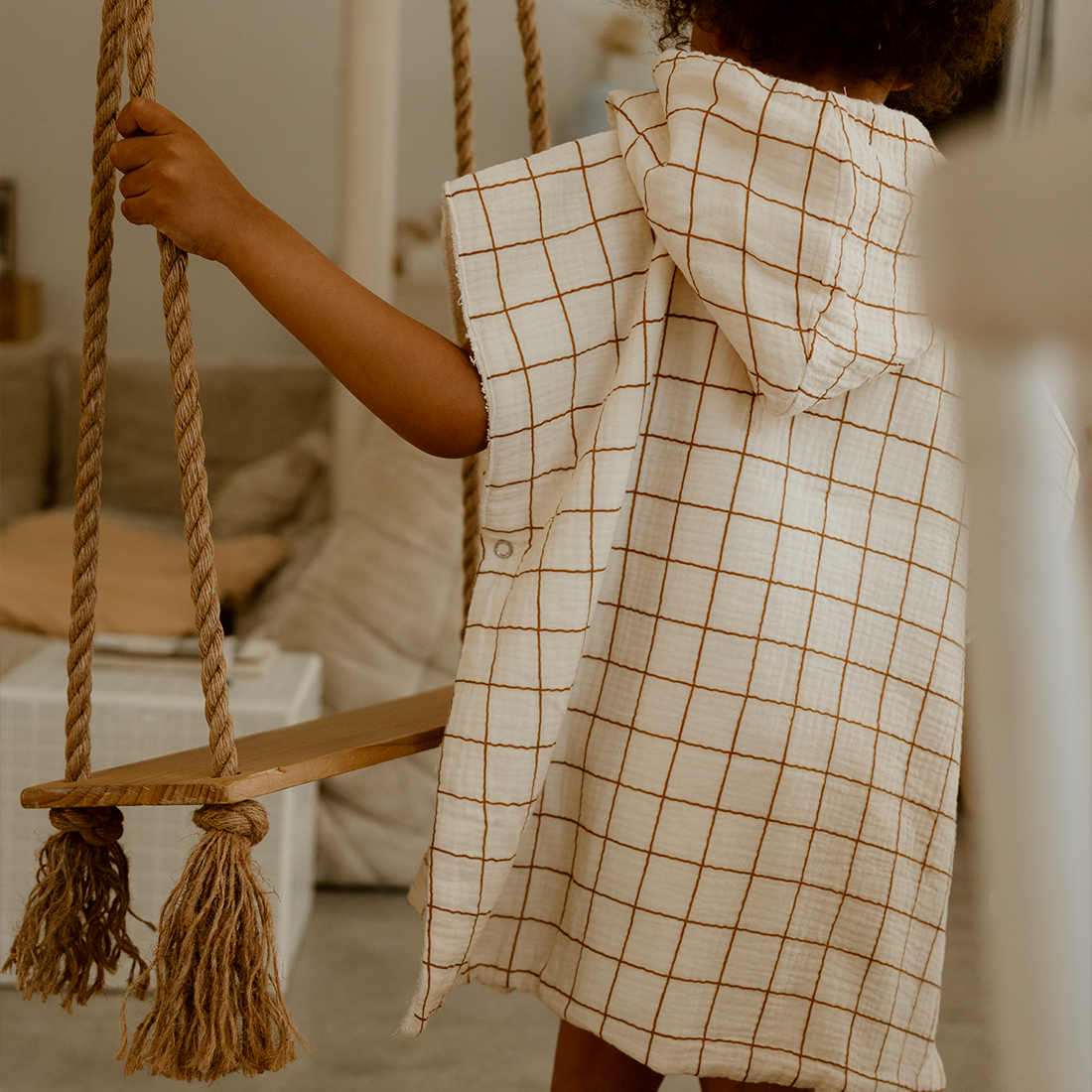 Poncho gaze grands carreaux