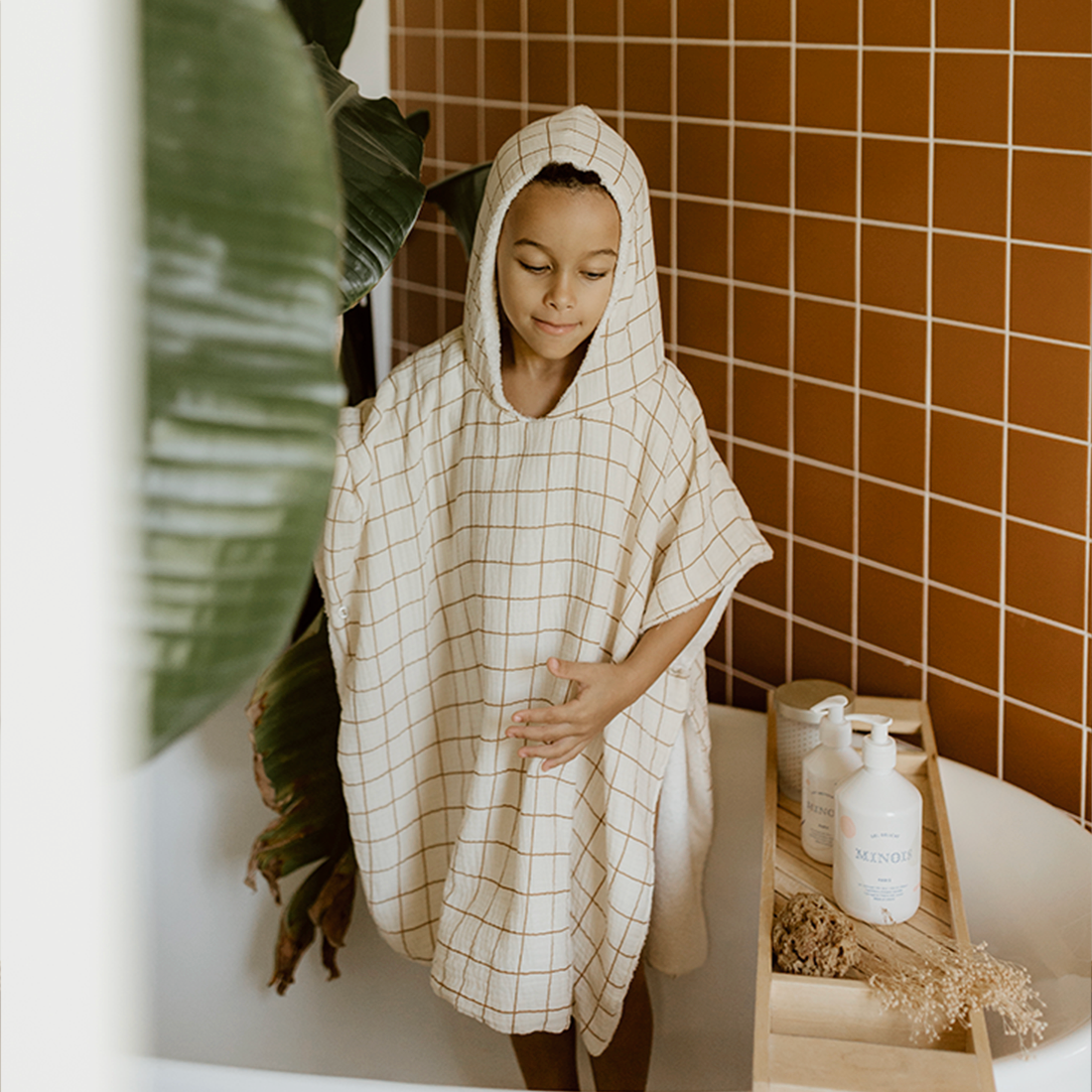 Poncho gaze grands carreaux