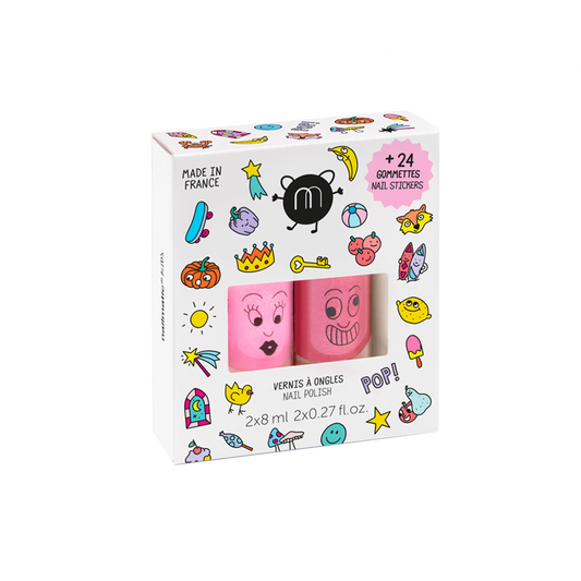 Coffret Stickers et Vernis Enfant 2 vernis + 24 stickers pour ongles