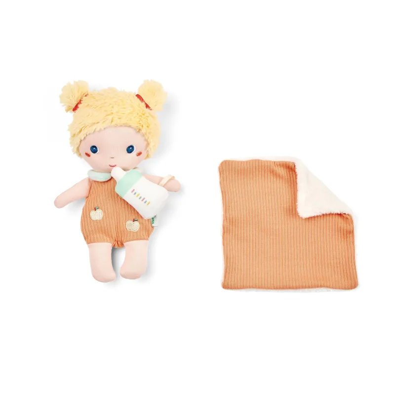 Poupée en tissu Méla et son couffin - 21 cm