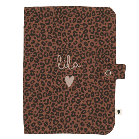 Protège carnet gaze léopard marron