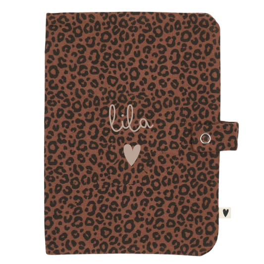 Protège carnet gaze léopard marron