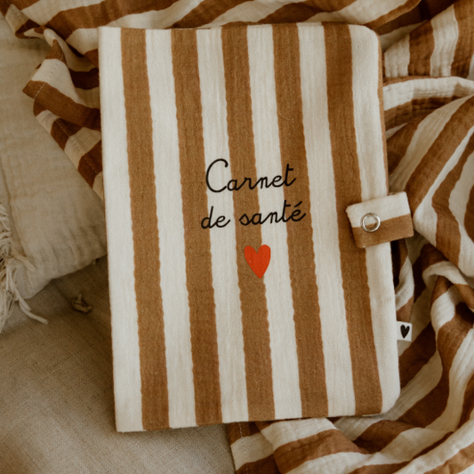 Protège carnet de santé gaze rayures larges