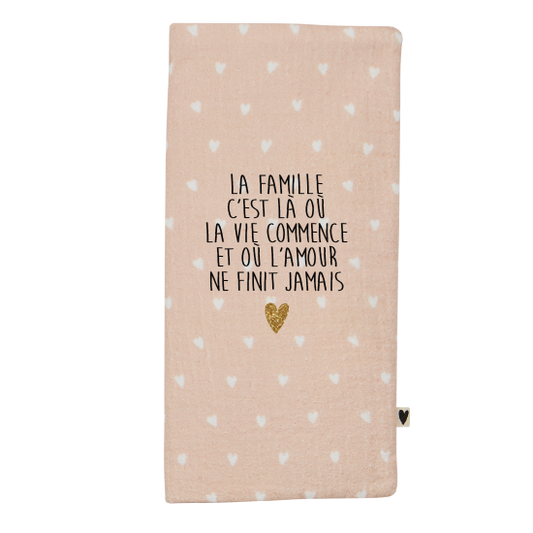 Protège livret de famille gaze beige petits coeurs