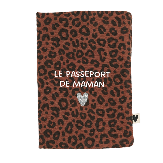 Protège passeport gaze léopard marron