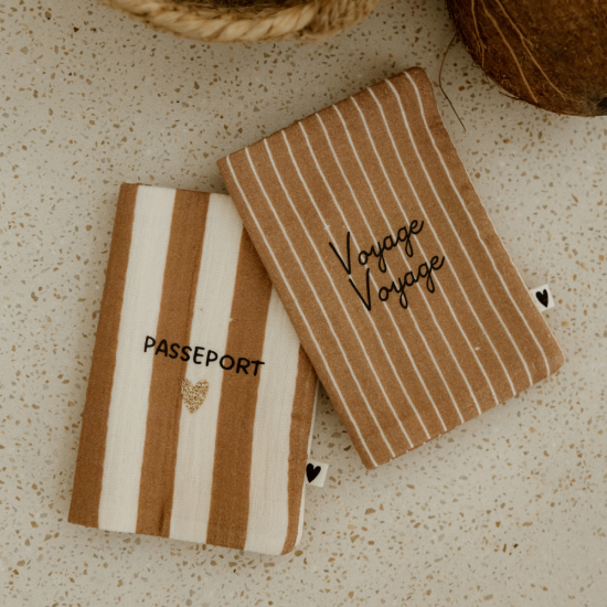 Protège passeport gaze rayures fines