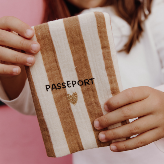 Protège passeport gaze rayures larges