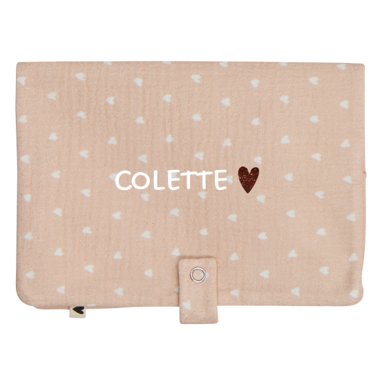 Range couche gaze beige petits coeurs