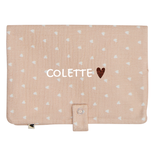 Range couche gaze beige petits coeurs