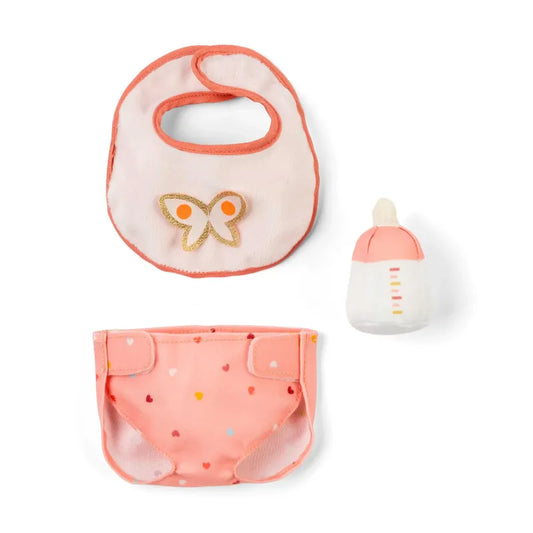 Set 3 accessoires roses pour poupons 30 ou 36 cm