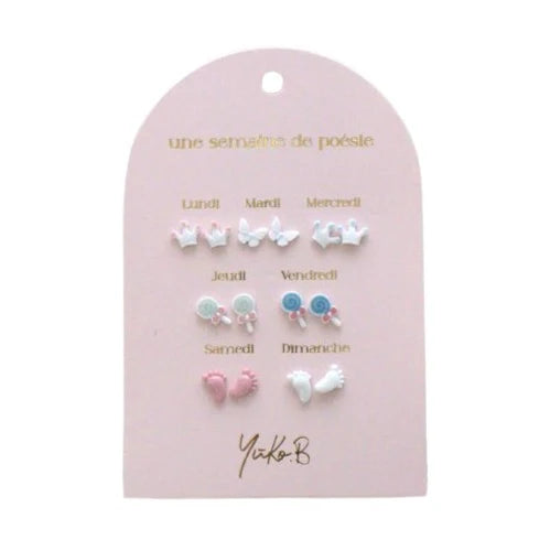 7 paires de boucles d'oreilles sans Nickel - Une semaine de poésie Baby Shower